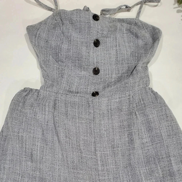Womens Gray Chambray ankle length Open back Jumpsuit Large - Picture 3 of 9